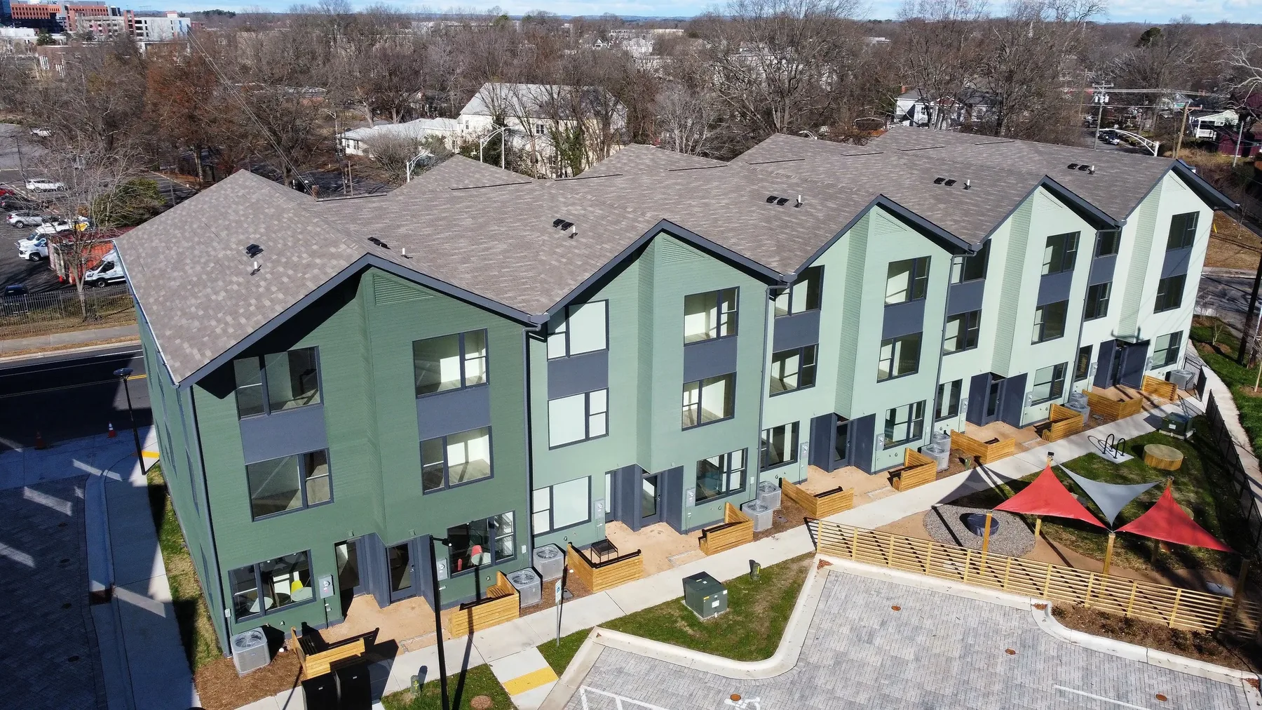 Dillard Co-Living buildings arranged around outdoor spaces