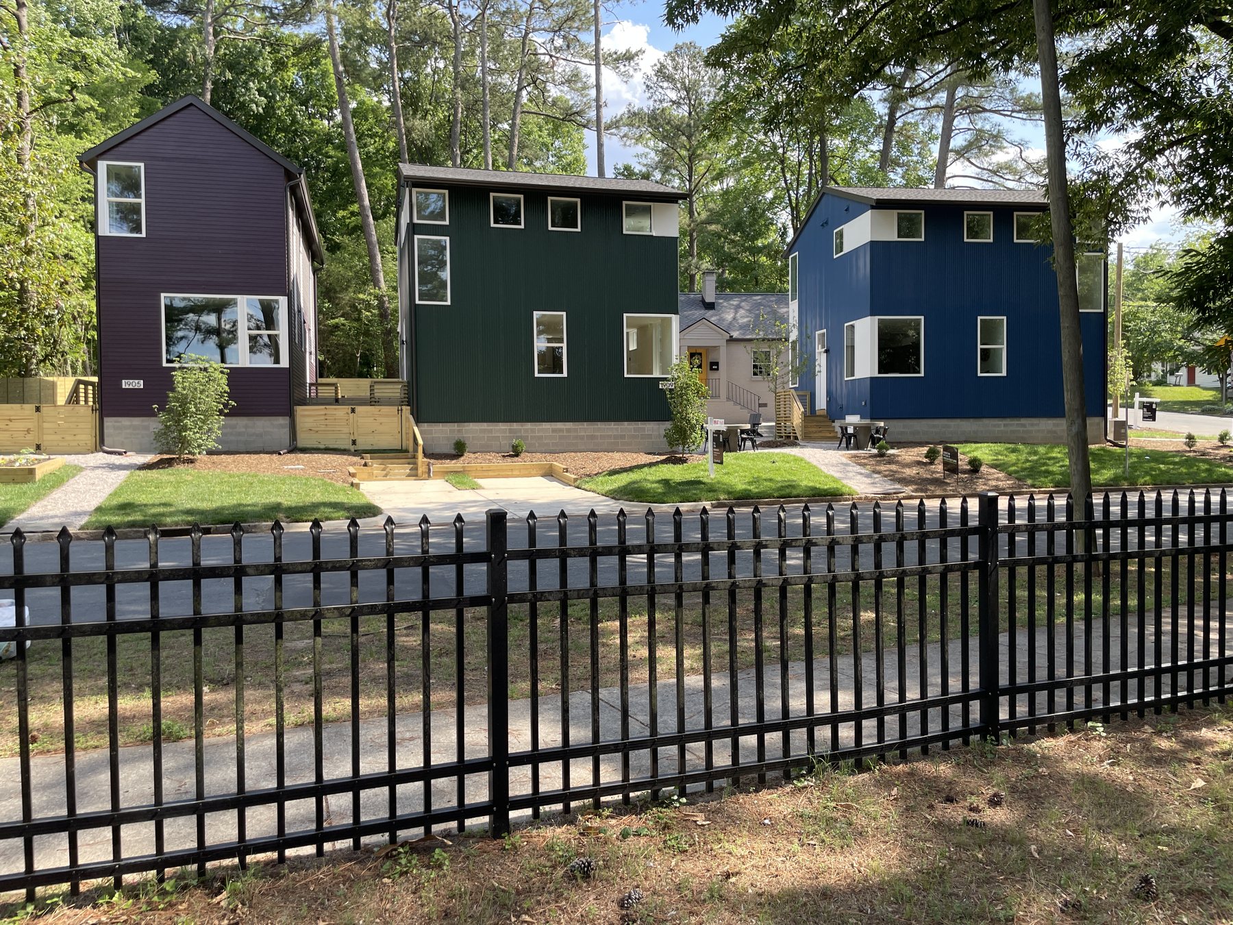 Small-lot homes seen from the street