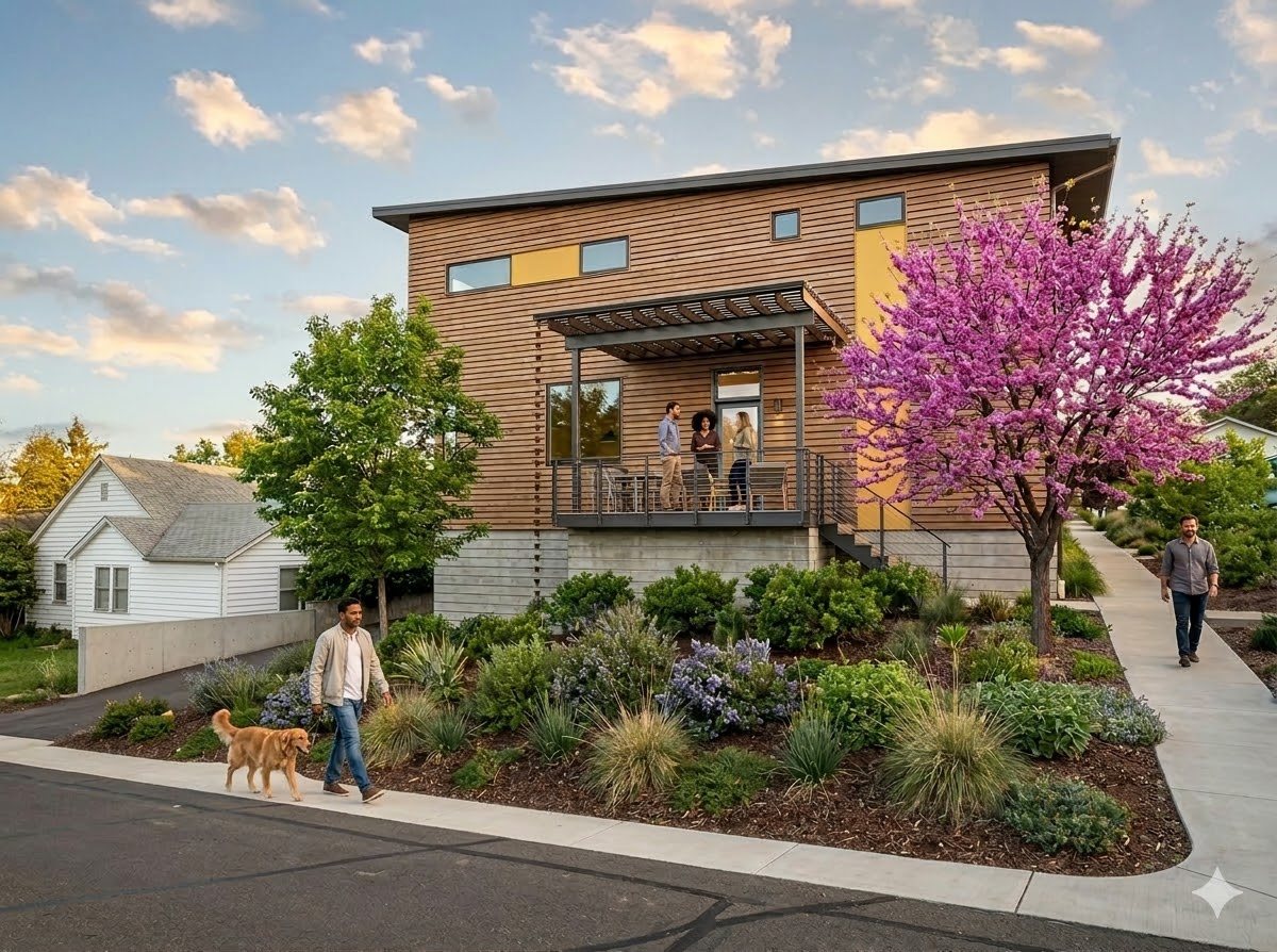 Townhouses with planted street edge
